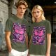 Olive T-shirt with playful bear-fruit graphic print