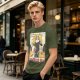 Olive T-shirt with Nunchuck Nun Action Graphic Print