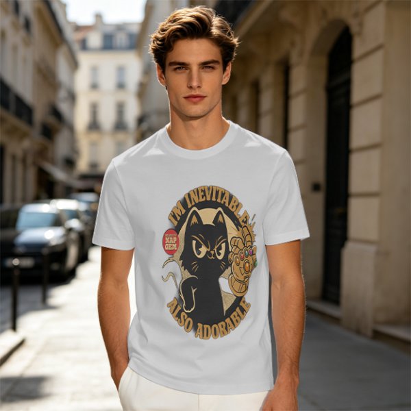 I'm Inevitable Also Adorable Black Cat Infinity Gauntlet T-Shirt