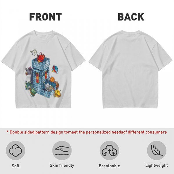 Olive T-Shirt With Fantasy Dice Castle Graphic Design