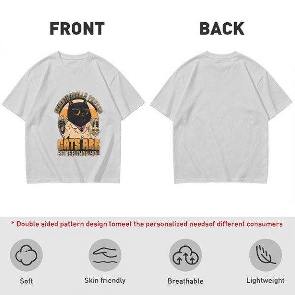 Olive green t-shirt with scientifically proven cats are better than you cat scientist print