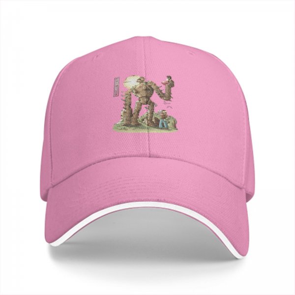 Black baseball cap with giant robot and small figures graphic