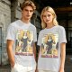 Olive T-shirt with Nunchuck Nun Action Graphic Print