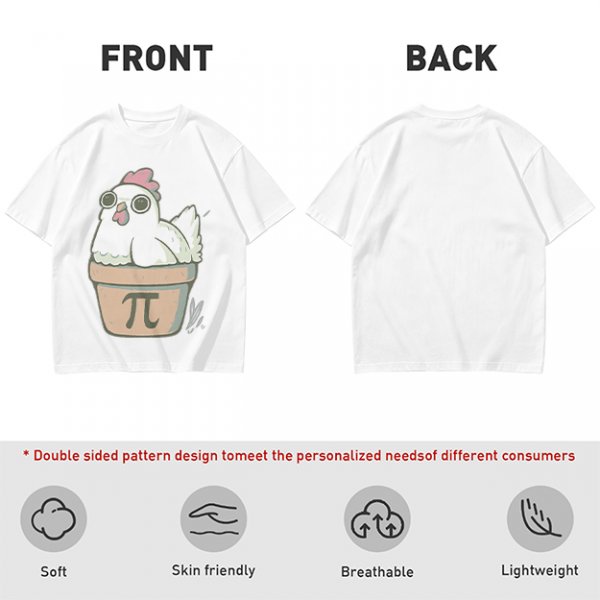 Olive T-Shirt With Cute Chicken In Pi Pot Graphic