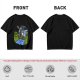 Olive T-shirt with Cartoon Boys Balancing on Log Over Stream