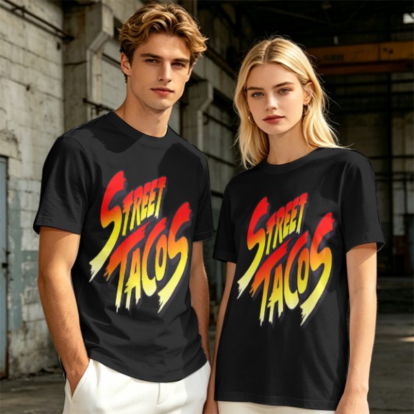 Olive Green T-Shirt With Street Tacos Gradient Graphic Print