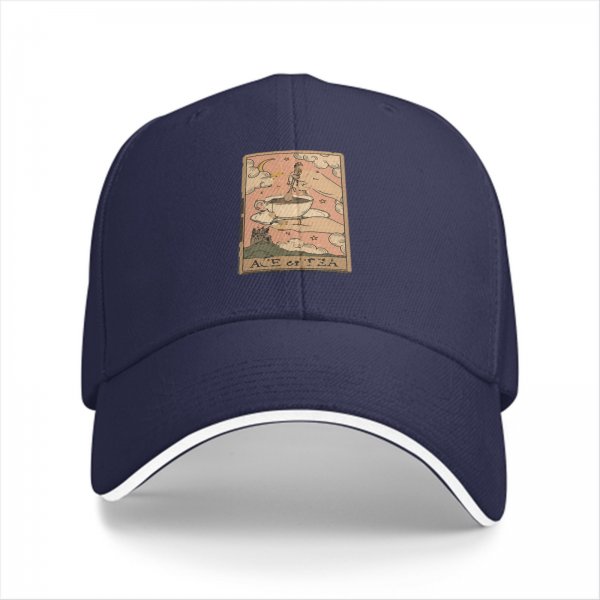 Black Baseball Cap With Vintage Ace Of Tea Tarot Card Art Print