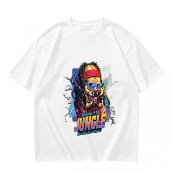Olive T-Shirt with Retro Predator 'Welcome to the Jungle' Print
