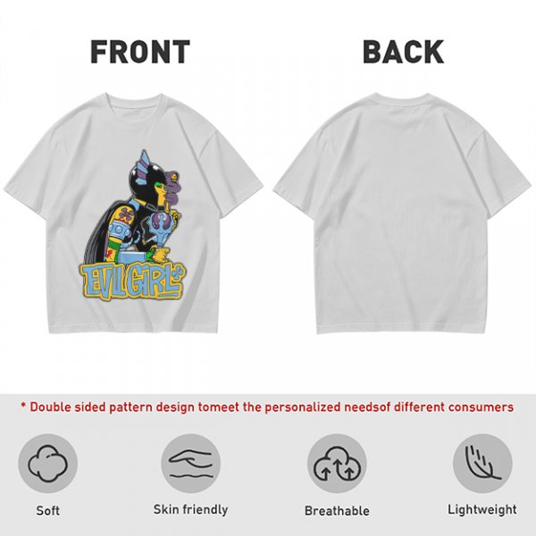 Olive T-shirt with Evil Girl Graphic Print