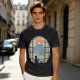 Olive T-shirt with Black Cat Viewing Mount Fuji Sunrise Art