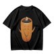 Olive Green T-Shirt With Happy Steaming Coffee Cup Graphic