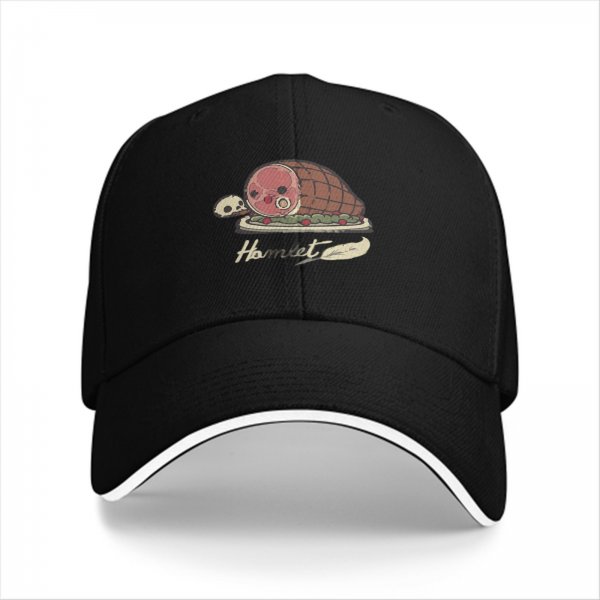 Black Baseball Cap With Hamlet Ham And Skull Graphic Print