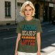 Olive Graphic T-Shirt with 'Functioning Because Of Coffee' Retro Print