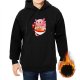 Black hoodie featuring a cute axolotl eating ramen bowl design