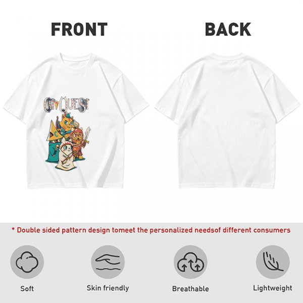 Cat Quest Themed T-Shirt With Fantasy Cat Warrior Characters