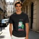 Olive green graphic tee with alien painting 'First the Earth Then Uranus'