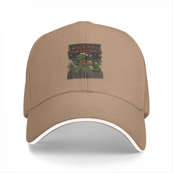 Black Baseball Cap With Godzilla Merry Crashmas Christmas Print