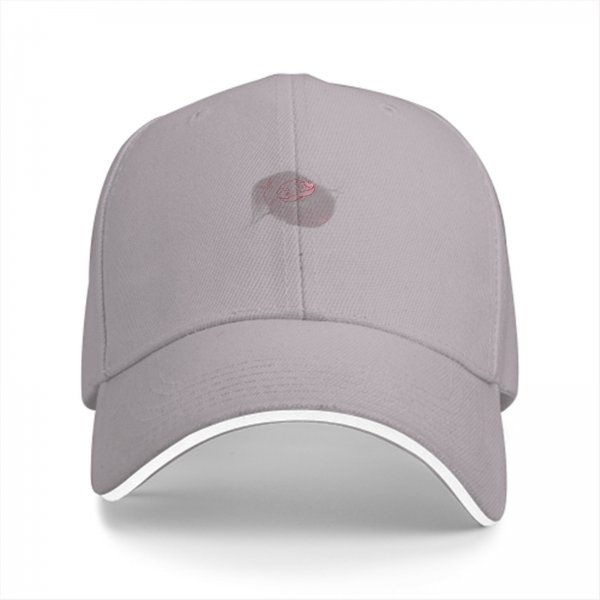 Black Baseball Cap With Pink Lip Print Design