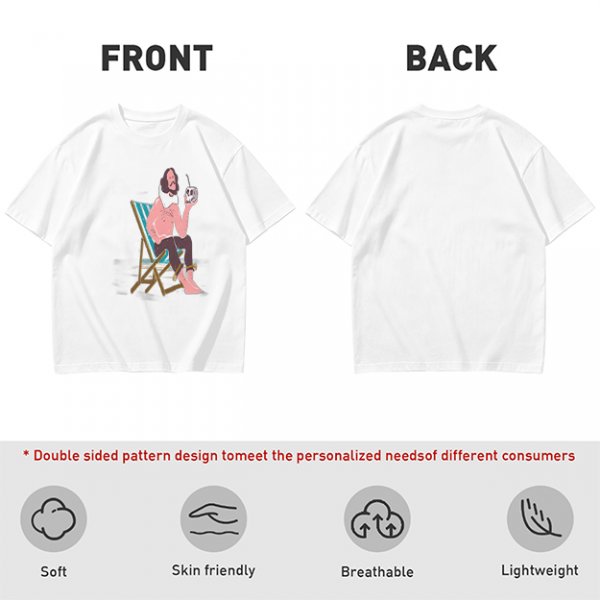 Olive T-Shirt With Relaxed Bearded Man Holding Skull Cup Print