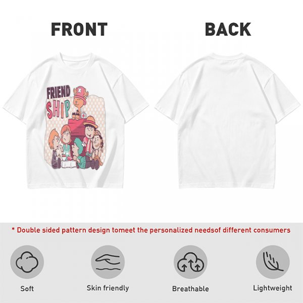 Olive T-Shirt with Friendship Themed Cartoon Crew Print