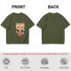 Olive green t-shirt with a cute cat eating ramen graphic