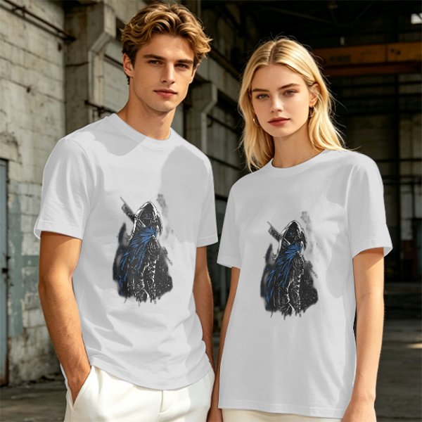 Olive Green T-Shirt With Hooded Fantasy Warrior Graphic Print