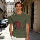 Olive Green T-Shirt With Cute Deadpool Dog Graphic Print