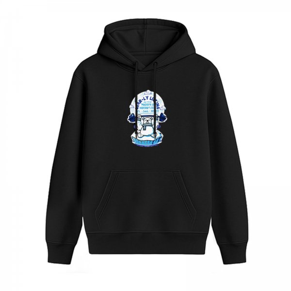 Black Hoodie With Polar Bear Lifting Barbell Ice Graphic