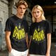 Olive green t-shirt with banana bat logo graphic