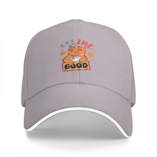 Black Baseball Cap With Cute Cat Feline Good Graphic Print