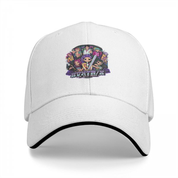 Black Baseball Cap with Anime Character Group Graphic Print