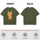 Olive T-Shirt With Cute Orange Tabby Cat Graphic