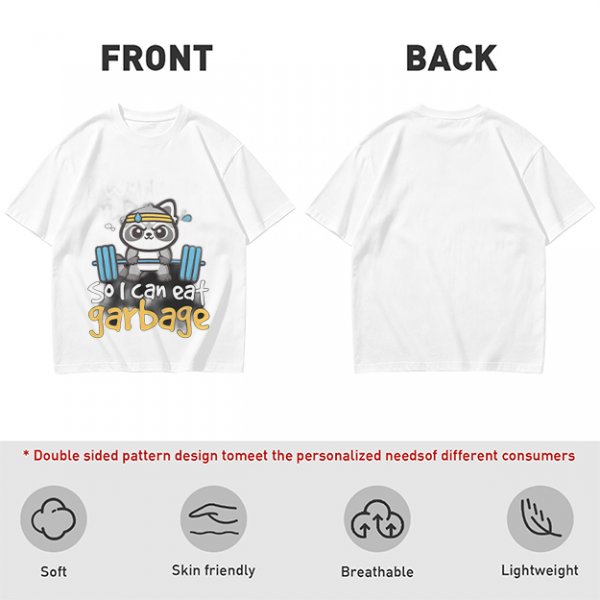 Olive T-Shirt with Raccoon Lifting Weights 'So I Can Eat Garbage' Print