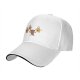 Black baseball cap with dancing pineapple and coffee cup characters
