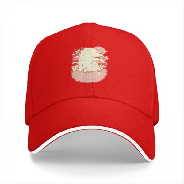 Black Baseball Cap With Cute Dinosaur In Ramen Bowl Graphic