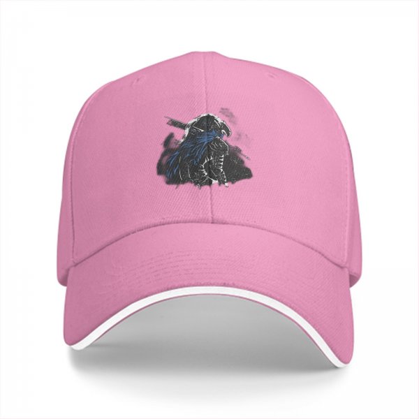 Black Baseball Cap With Dark Fantasy Knight Warrior Print