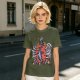 Olive T-Shirt with Dark Fantasy Monster Skeleton Art Print