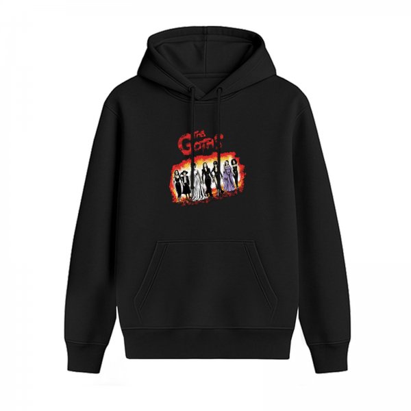 Black hoodie with gothic women group graphic print