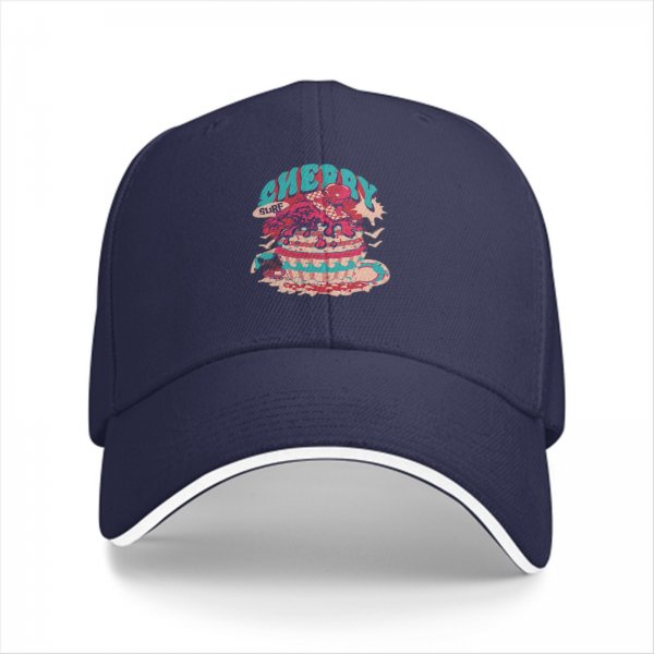 Black Baseball Cap With Cherry Surf Dessert Graphic Print