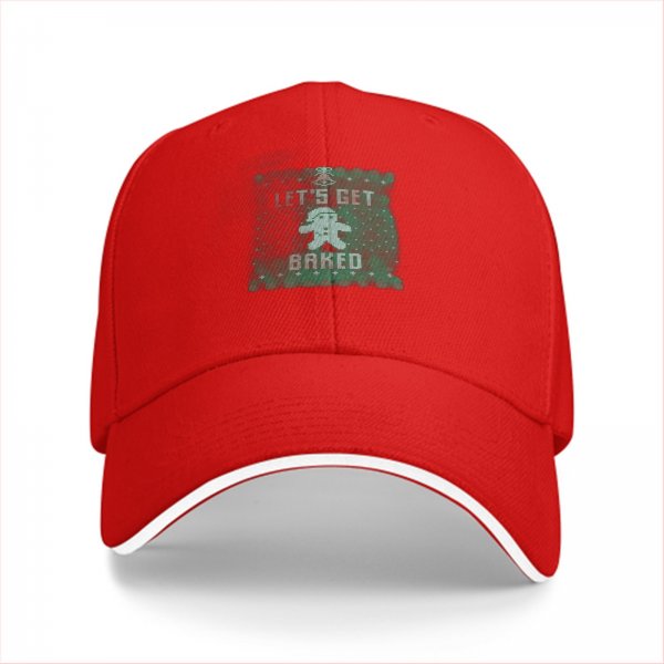 Black Baseball Cap With 'Let's Get Baked' Gingerbread Christmas Print