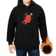 Black Hoodie With Cute Devil Cat And Ghost Graphic Print