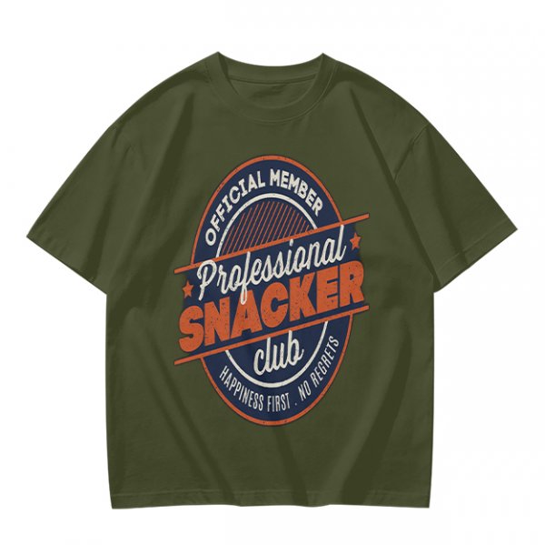 Olive T-Shirt with Professional Snacker Club Official Member Print