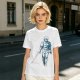 Olive T-shirt with Walking Swordsman Graphic Print
