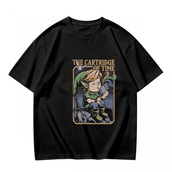 Olive t-shirt with The Cartridge of Time elf character print