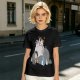 Olive T-shirt with whimsical forest spirit and children graphic print