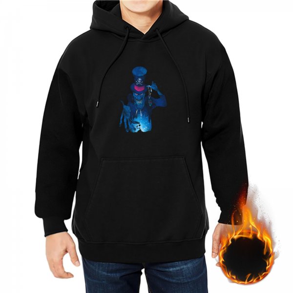 Black Hoodie With Blue Mystical Character Graphic Print