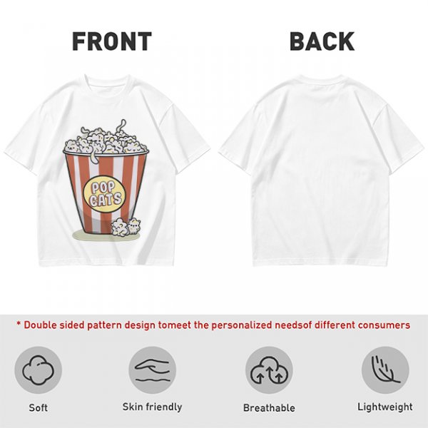 Olive T-Shirt With Pop Cats Popcorn Bucket Graphic