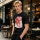 Olive T-Shirt With Cute Red Imp Yawning On Pillows Print