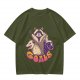 Olive Graphic T-Shirt With Raccoon Opossum Skunk 'GOALS' Print