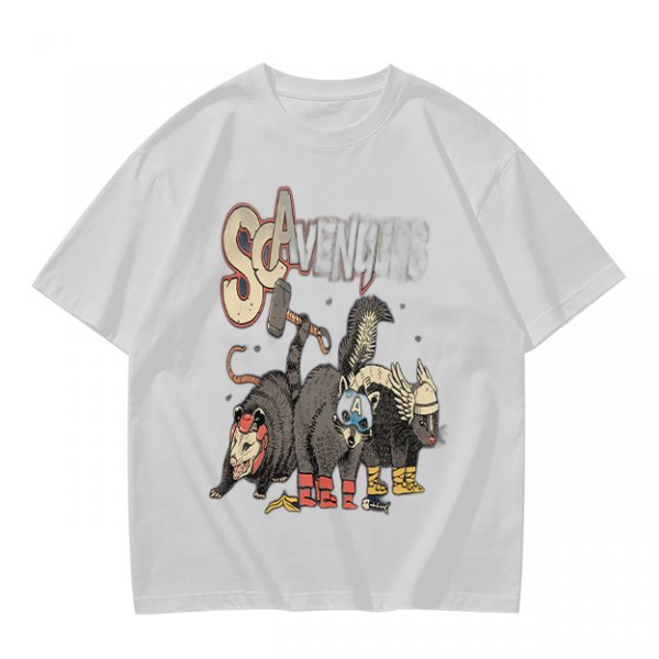 Olive Green T-Shirt With Superhero Animal Squad Graphic Print